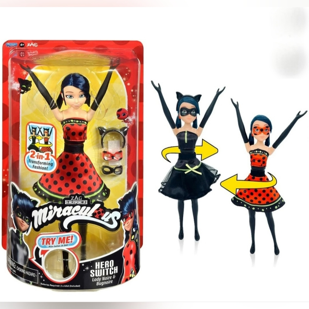 Miraculous Hero 10.5" Switch Ladybug Doll - Red and Black